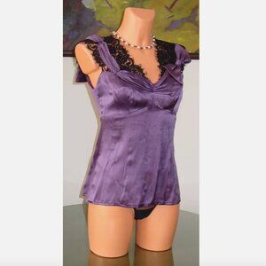 Nanette Lepore NWT CHARMED Silk Top, sz 6 Plum